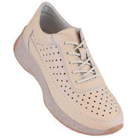 Damesko i gennembrudt læder, beige, Sergio Leone SP013