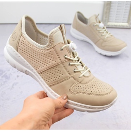 Komfortable sportssko til kvinder, beige, Rieker L3254-62