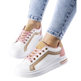 Hvide og lyserøde Mayfield platform sneakers