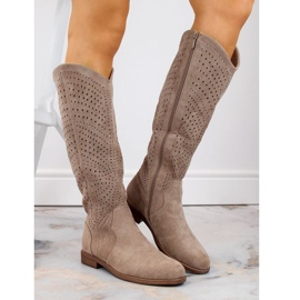 S.Barski W OLI245 beige ruskindsstøvler
