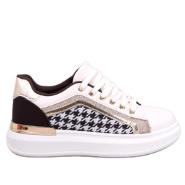Volyne BEIGE/COFFEE houndstooth sneakers til kvinder hvid
