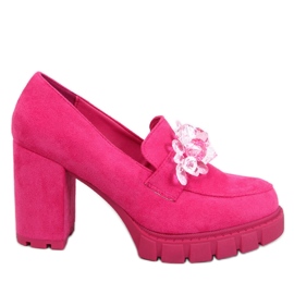 Nadina Fuchsia højhælede loafers med sten lyserød