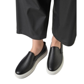 Towns Sorte gennembrudte slip-on sneakers