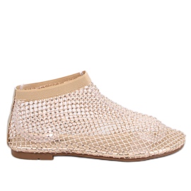 Peyton Gold mesh sandaler med rhinestones beige