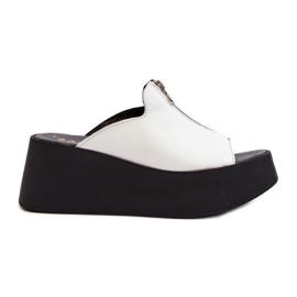 Zazoo 2916 dameflip-flops på en massiv platform med lynlås, hvid