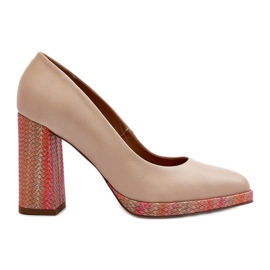Laura Messi 2746 lysbeige højhælede pumper