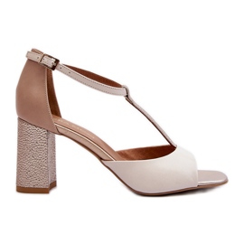 Lædersandaler på høj hæl Laura Messi 2759 Beige