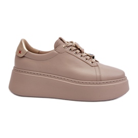 Dame læder sneakers med dekorationer CheBello 4292 Beige