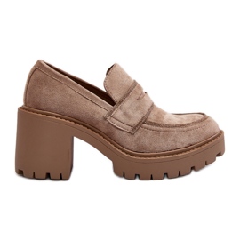Kvinders Chunky Heel Shoes Khaki Feneli beige