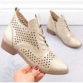 Dame gennembrudte ankelstøvler Potocki SZ12091 beige