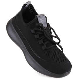 Sorte gennembrudte slip-on sportssko Big Star NN274663