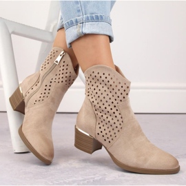 Vinceza W JAN265A gennembrudte cowboystøvler i ruskind, beige