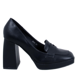 Højhælede loafers fra Entee Black sort