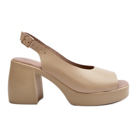 Zazoo 40376 beige lædersandaler med massive høje hæle