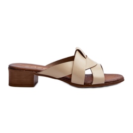 Zazoo 40236 læder hjemmesko til kvinder med lav hæl, beige