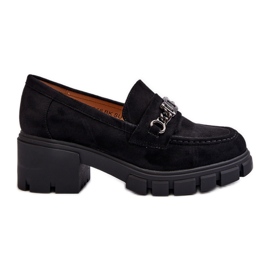 Vinceza Eriella Black Chunky Heel Moccasins sort
