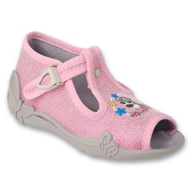 Befado børnetøfler 213P142 pink zebra med blomster lyserød