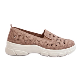 Dame gennembrudte sko Pink Emilei beige