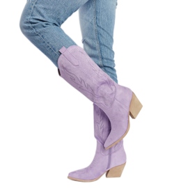 Lilla Sapri højhælede cowboystøvler violet