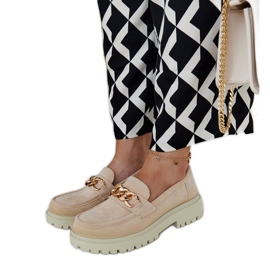 Beige ruskindsmokkasiner fra Elenor