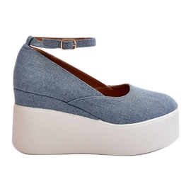 Dame denim Espadrilles på Wedge Blue Malla blå
