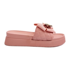Dameflip-flops med sløjfe og bamse, Pink Katterina lyserød