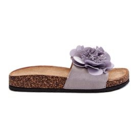 Dameflip-flops med blomster, Grå Lulania