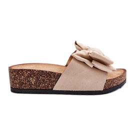 Dameflip-flops på korkplatform med sløjfe, Beige Tarena