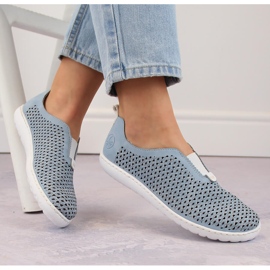 Komfortable gennembrudte slip-on sko til kvinder, blå Rieker 52866-10