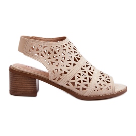 Beige gennembrudte højhælede sandaler Serapina