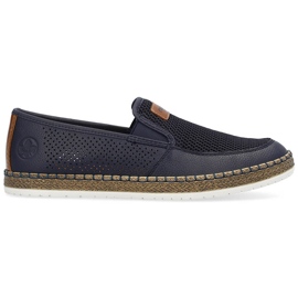 Læder behagelige gennembrudte slip-on sko til mænd, marineblå Rieker B5271-14