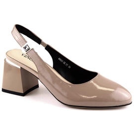Dame elegante laksandaler med høj hæl, beige Vinceza 66600