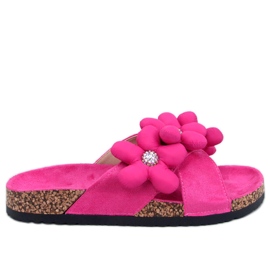 Charss Fuchsia kork flip-flops med pudeblomster lyserød