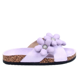 Korkflip flops med Charss Purple pudeblomster violet