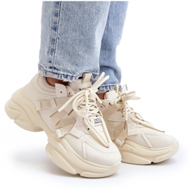 Beige Windamella damesneakers med en chunky sål