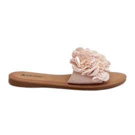 Dame Flip Flops Med Blomster Beige Eelfan