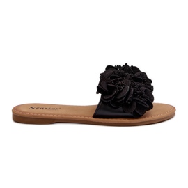 Dame-flip-flops med blomster Sort ålefan
