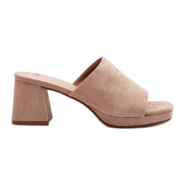 Beige højhælede flip-flops til kvinder Bralya