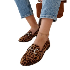 Leopardmokkasiner med Marija-rhinsten beige