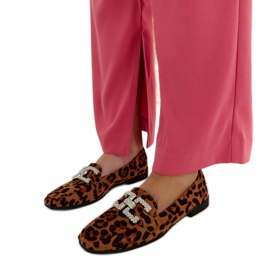 Leopard mokkasiner dekoreret med Sanny zirkoner brun