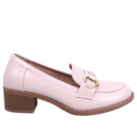 Pontei Beige højhælede loafers