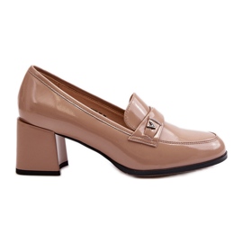 Vinceza Beige Patent højhælede pumper Felicijana