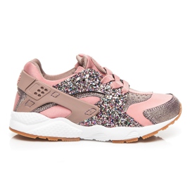 Kylie Lyserøde sneakers med glitter