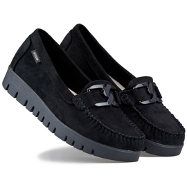 Sorte loafers til damer med en behagelig sål