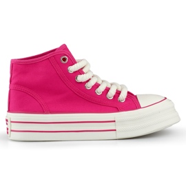 Lyserøde sneakers med tyk sål, high-top damesneakers