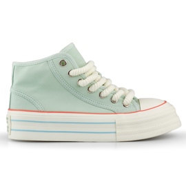 Sneakers med høj top til kvinder med tyk sål grøn