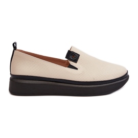 Vinceza Espadriller i læder til kvinder på den beige platform Tigera