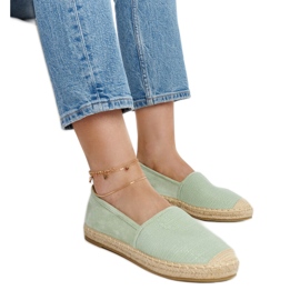 Oliven espadriller med en glans på Ming platformen grøn