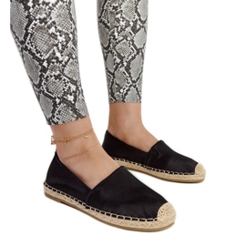 Sorte skinnende espadriller med Caithlin platform