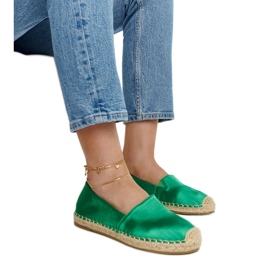 Grønne skinnende espadriller med Caithlin platform